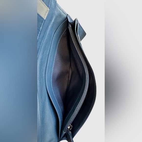 MCM Blue Embossed Bifold Long Wallet - Picture 10 of 16